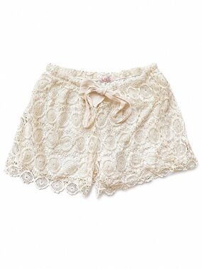 Free 2 Luv Women’s Lace Crochet Shorts Size 2X Ivory Boho Elastic Waist
